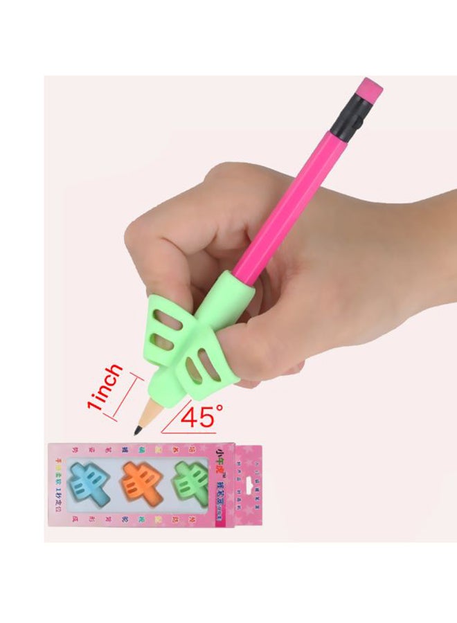 Generic - 3-Piece Silicone Pencil Grips Blue/Yellow/Green - Image 1