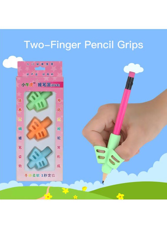 Generic - 3-Piece Silicone Pencil Grips Blue/Yellow/Green - Image 1