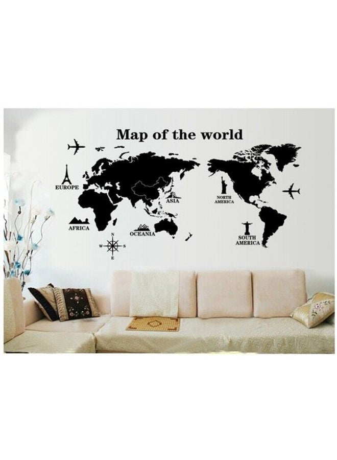 World Map Themed Wall Sticker Black 90x60cm - Image 2