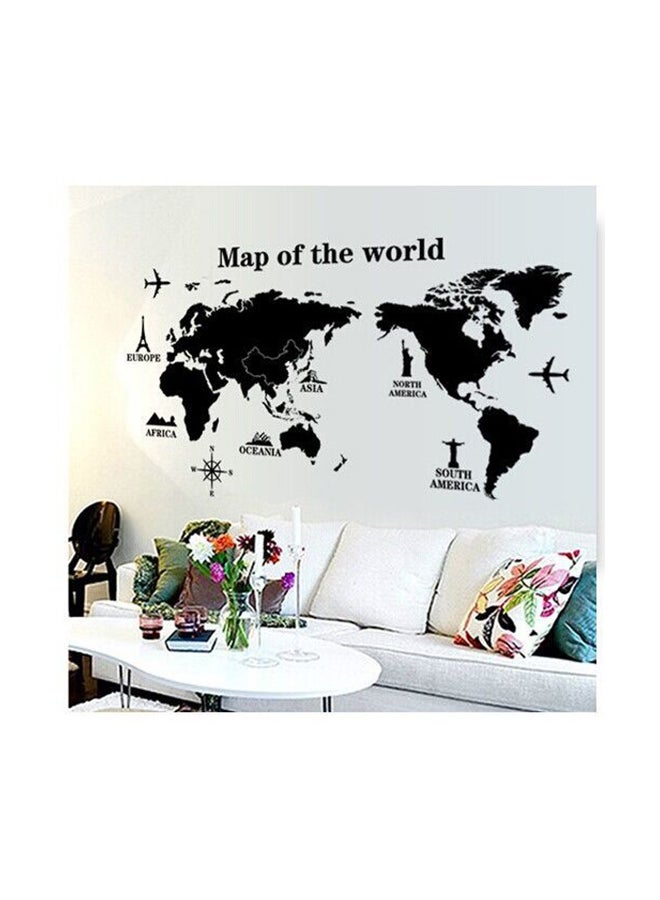 World Map Themed Wall Sticker Black 90x60cm - Image 1