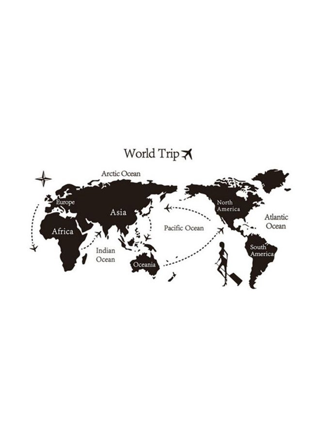 World Map Themed Wall Sticker Black 60x90cm