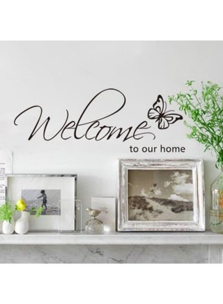 ملصق جداري بعبارة "Welcome To Our Home" أسود 71 x 26سم - v1597159358/N39698572A_1
