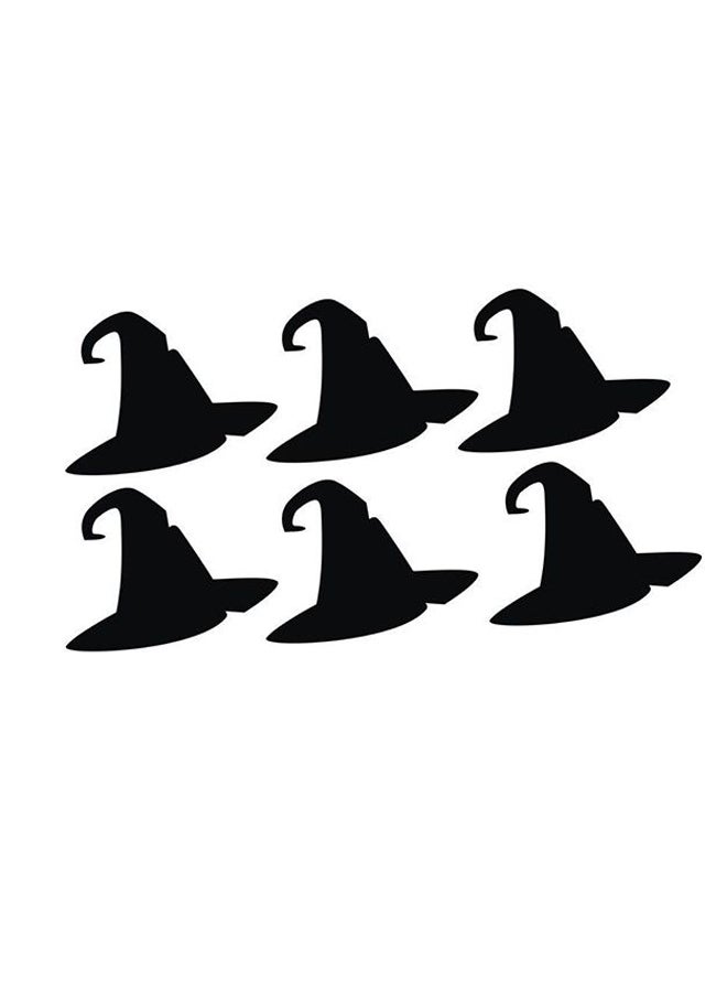 6-Piece Witch Hat Self Adhesive Decorative Wall Sticker Set Black 35 x 55cm - Image 1