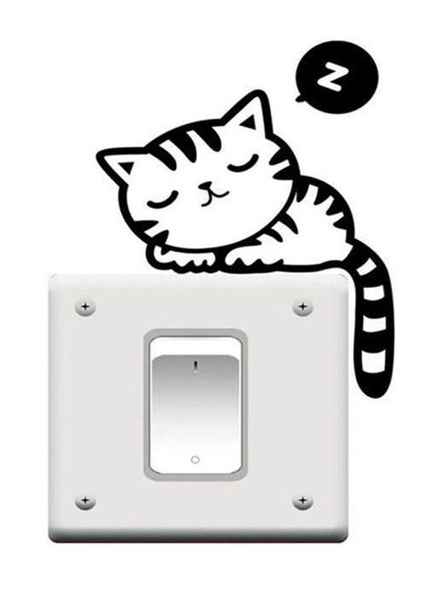 Cat Self Adhesive Decorative Wall Sticker Black 10 x 10cm