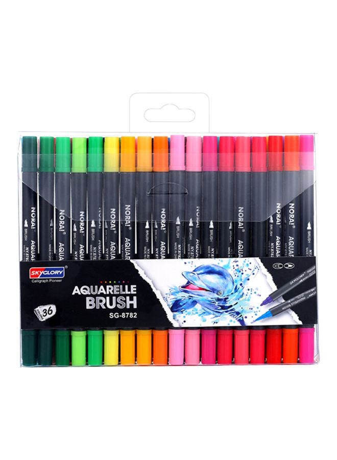 36-Piece Aquarelle Brush Dual Tips Pens Set Multicolour - v1597160739/N39611922A_1