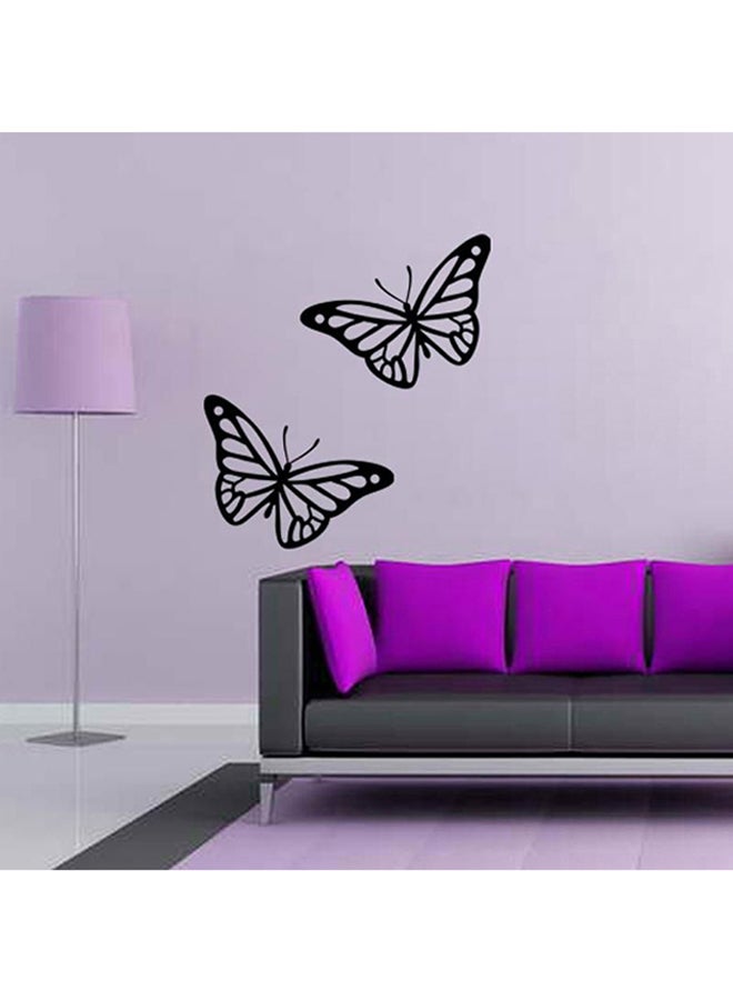 2-Piece Butterfly Decorative Wall Sticker Set Black 55 x 40cm 