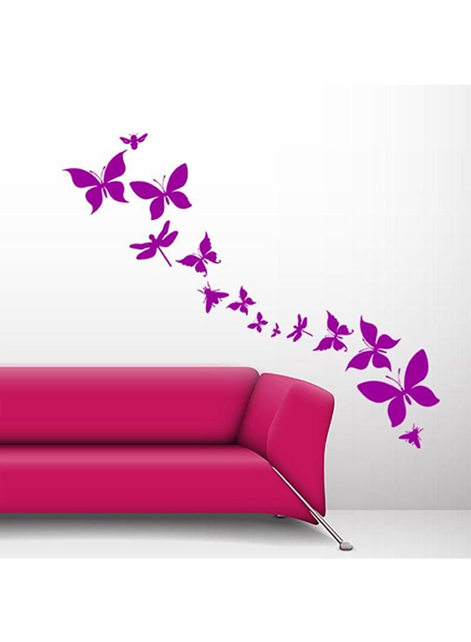 14-Piece Decorative Wall Sticker Set Purple 55 x 50cm 