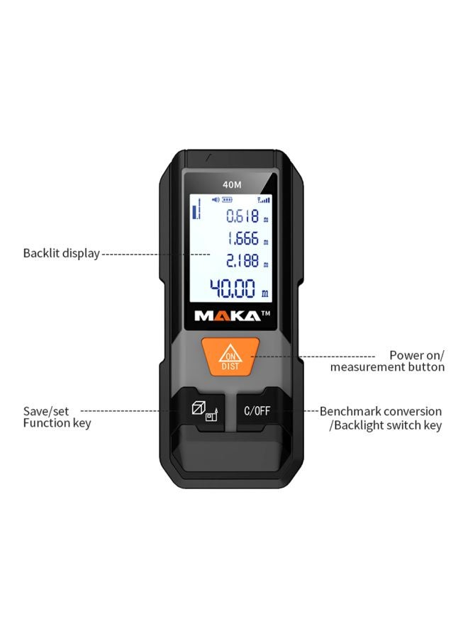 MAKA Infrared Distance Meter Black/Grey/Orange 12.90x5.50x7.40cm  - Image 2