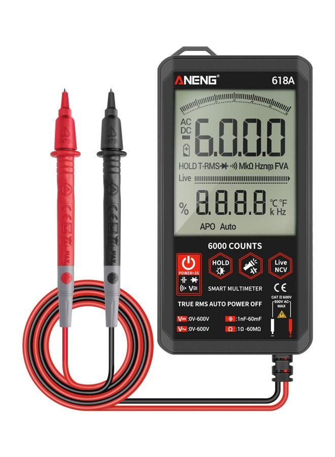 ANENG Digital Autoranging Multimeter Black/Red 5.46x2.67x0.66inch  - Image 1