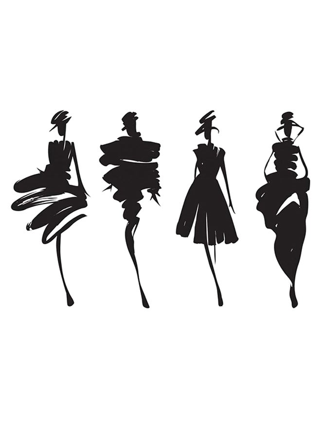 Sticky 4-Piece Self Adhesive Wall Decorative Sticker Set Black 49 x 75cm - Image 1