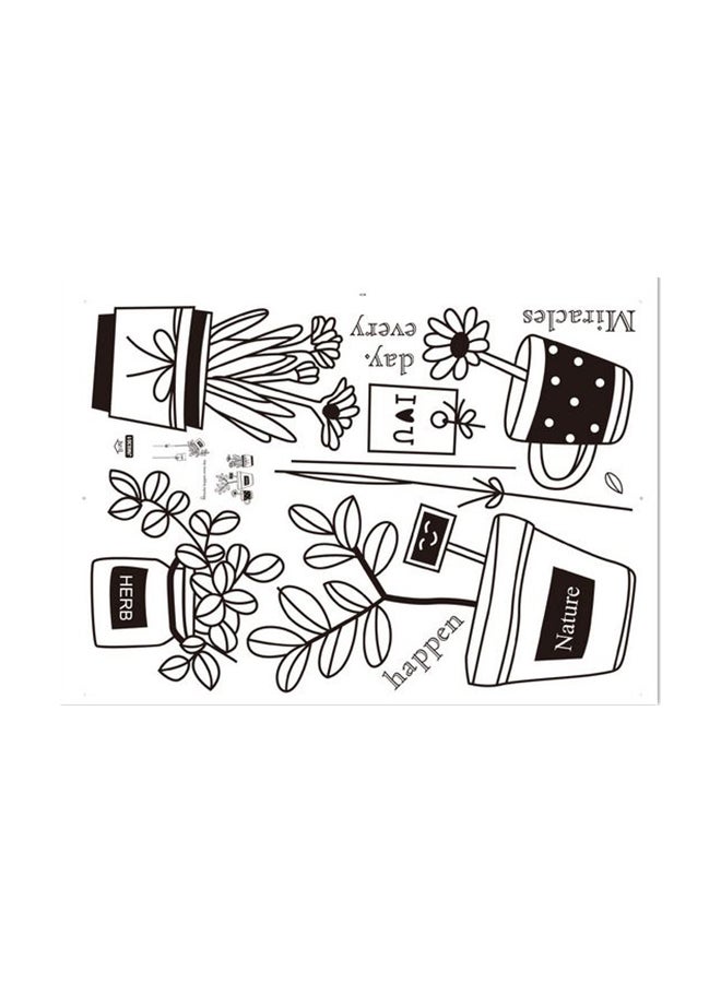 Potted-Plant Flower Themed Wall Sticker Black 70x50cm - Image 1