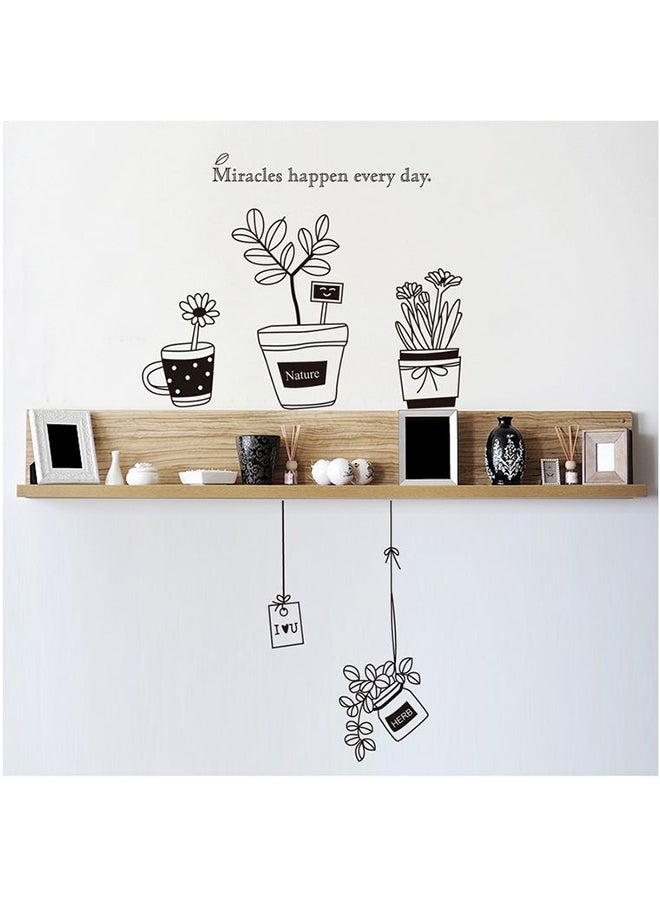 Potted-Plant Flower Themed Wall Sticker Black 70x50cm - Image 2