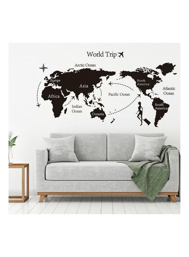 World Map Themed Wall Sticker Black 60x90cm - Image 2