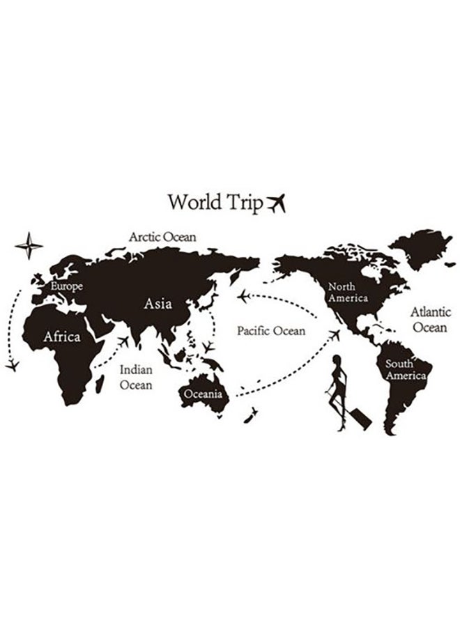 World Map Themed Wall Sticker Black 60x90cm - Image 1