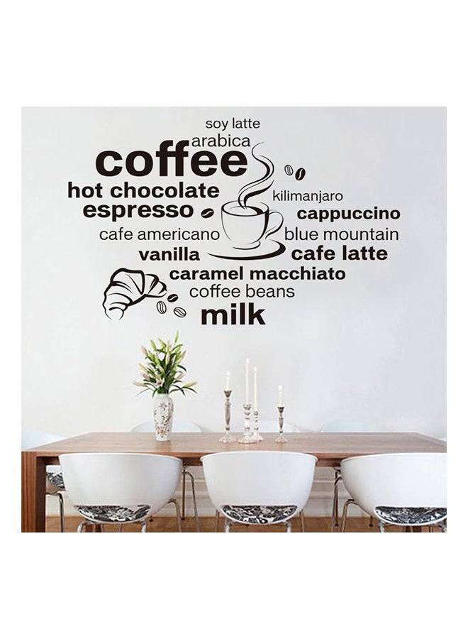 ملصق جداري بتصميم حروف كلمة "Coffee" أسود 90x60سم  - Image 2
