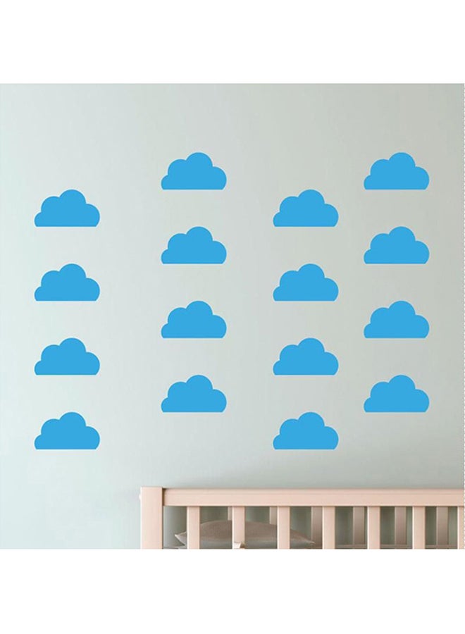 Generic 16-Piece Clouds Wall Decoration Sticker Set Blue 90 x 50cm 