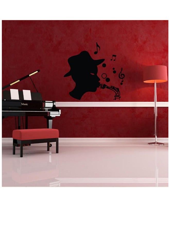 Karaoke Man With Musical Notes Wall Decoration Sticker Black 55 x 55cm 