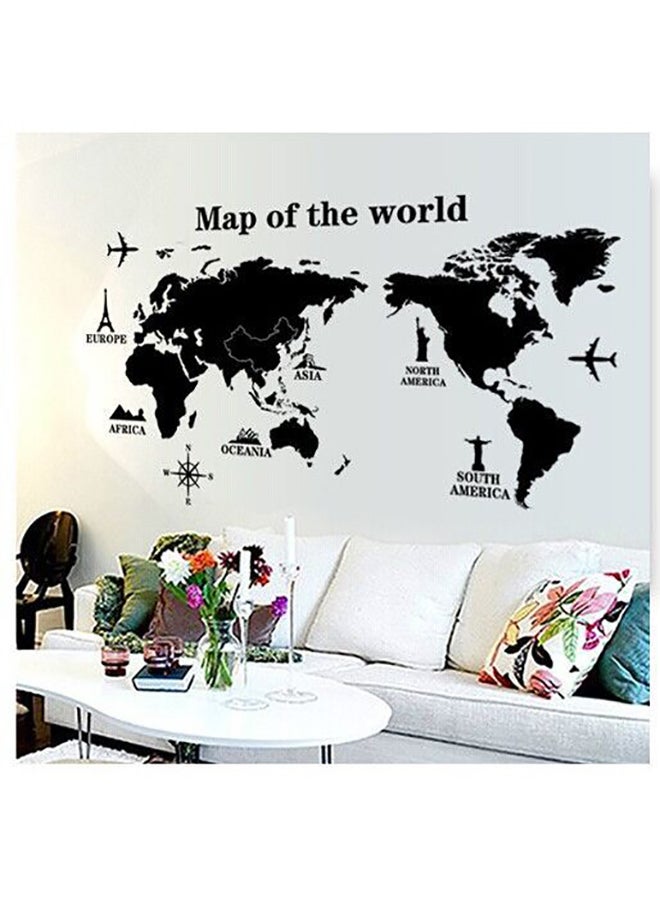 World Map Themed Wall Sticker Black 90x60cm - Image 1
