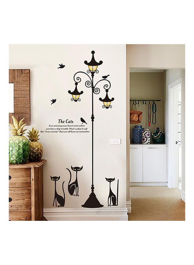 Lamp With Cat Themed Wall Sticker Black 60x90cm