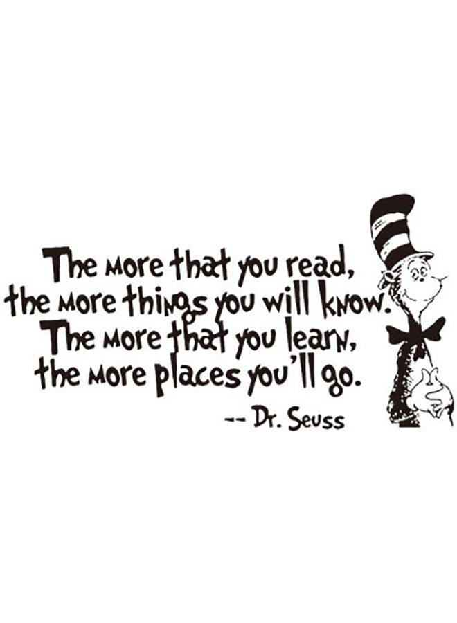 Dr Seuss The More You Read The More Things You Will Know Themed Wall Sticker Black 55x30cm - Image 1