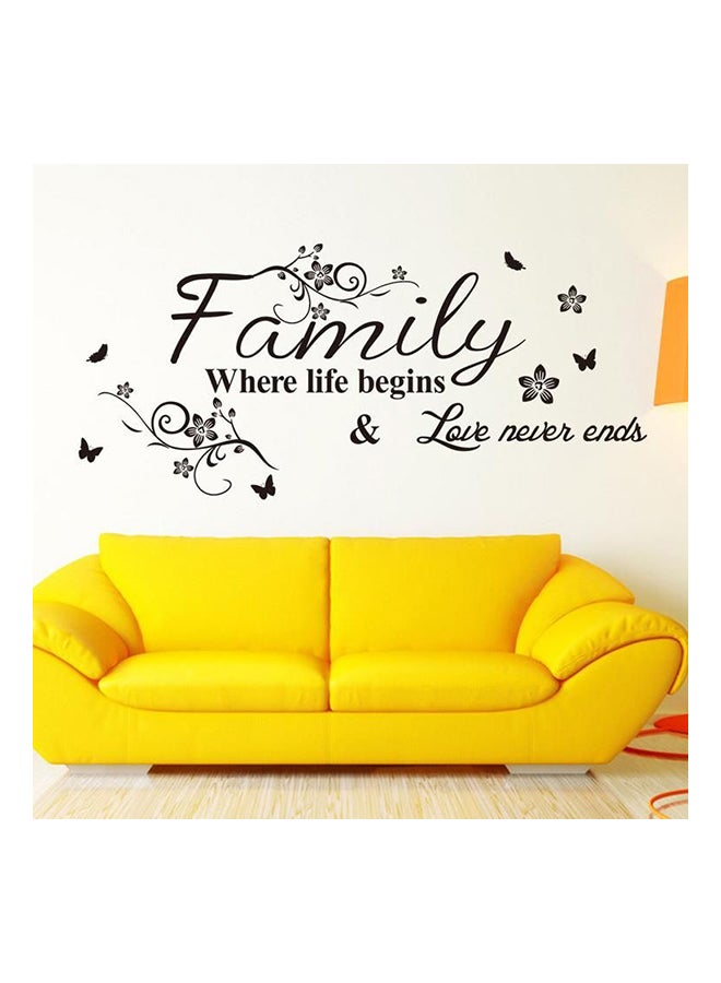 ملصق جداري بطابع مميز لعبارة "Family Where Life Begins" أسود 28x57سم - Image 3