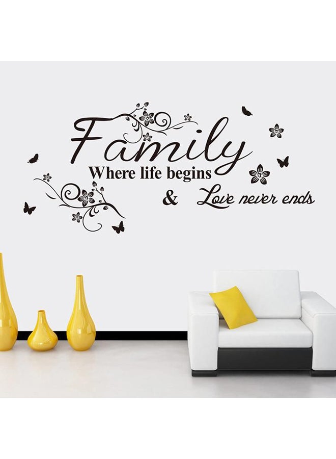 ملصق جداري بطابع مميز لعبارة "Family Where Life Begins" أسود 28x57سم - Image 1