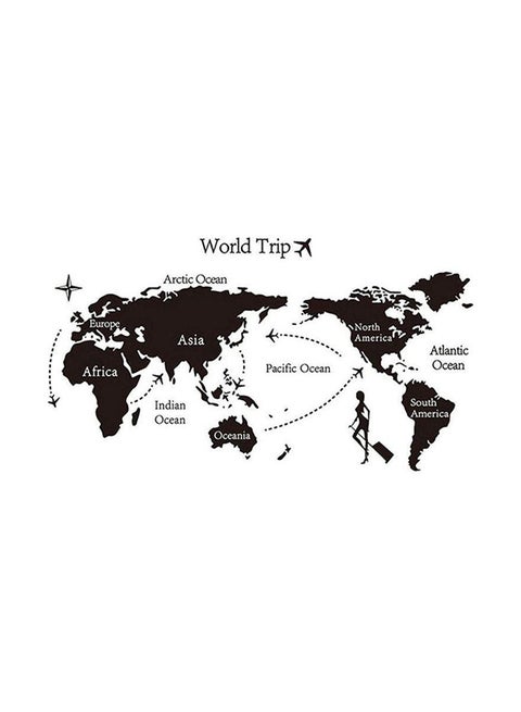 World Map Themed Decorative Wall Sticker Black