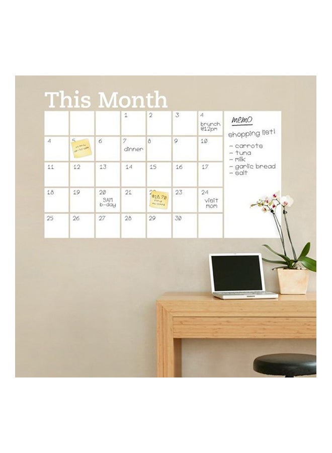 Generic Month Calendar Chalkboard Themed Decorative Wall Sticker White 60x90cm  - Image 1