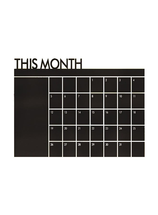 Generic Month Plan Calendar Chalkboard Themed Decorative Wall Sticker Black 60x90cm  - Image 1