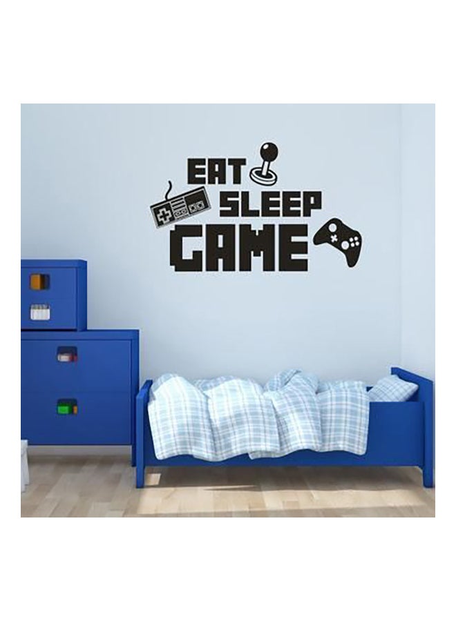 ملصق جداري للزينة بطبعة عبارة "Eat Sleep Game" أسود 60x45سم - Image 1