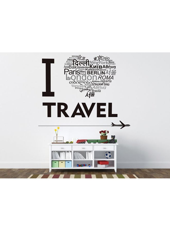ملصق جداري قابل للفصل يمكنك أن تلصقه بنفسك بتصميم عبارة "I love Travel" بلون أسود لزينة حجرة المعيشة أسود 50x70سم - Image 3