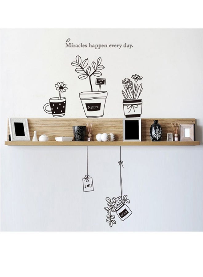 5-Piece Potted Plant Wall Decorative Sticker Set Black 50 x 70cm - Image 1