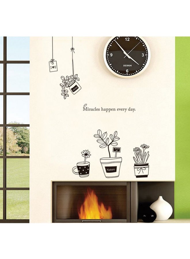 5-Piece Potted Plant Wall Decorative Sticker Set Black 50 x 70cm - Image 2