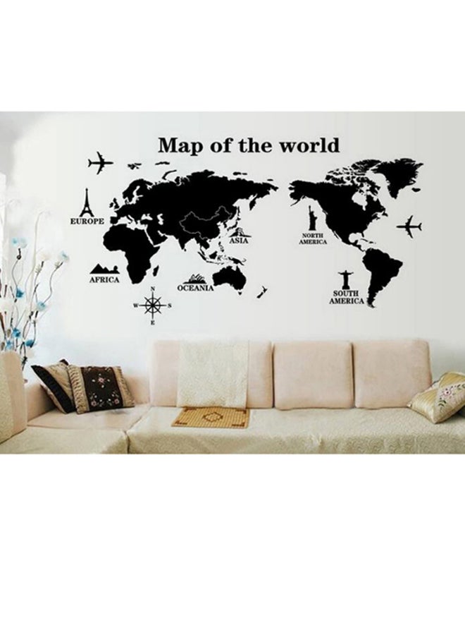 Generic - Map Of The World Wall Decorative Sticker Black 60 x 90cm - Image 1