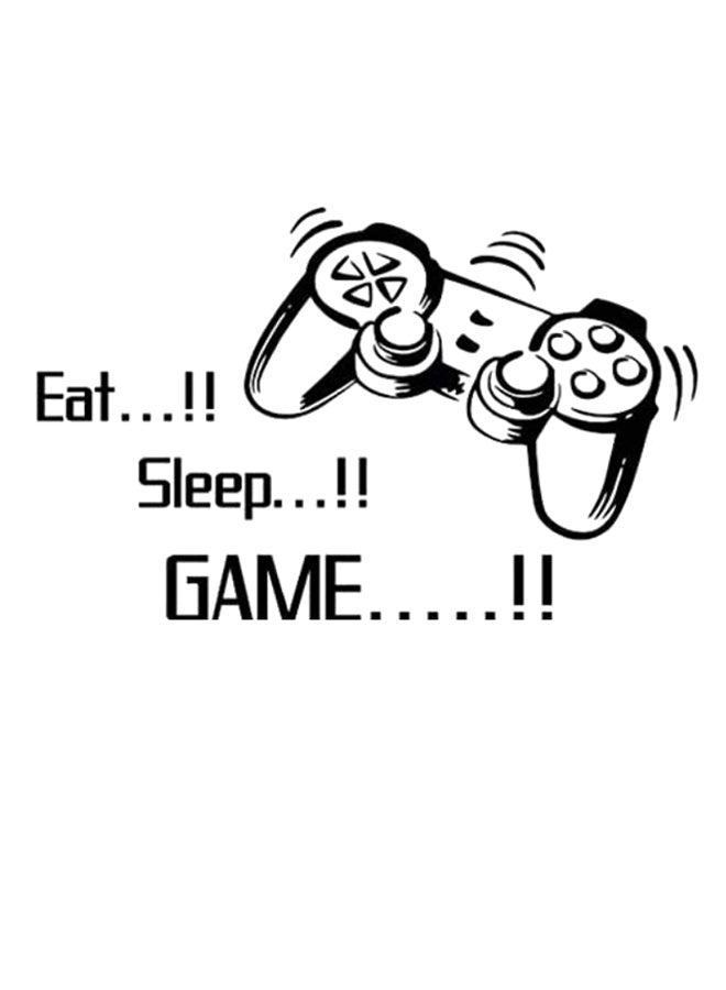ملصق جداري لعصا تحكم مع كلمات "Eat Sleep Game" أسود 45 x 60سم - Image 1