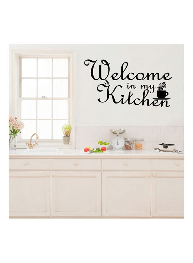 Welcome In My Kitchen Self Adhesive Wall Decorative Sticker Black 65 x 35cm - Image 1