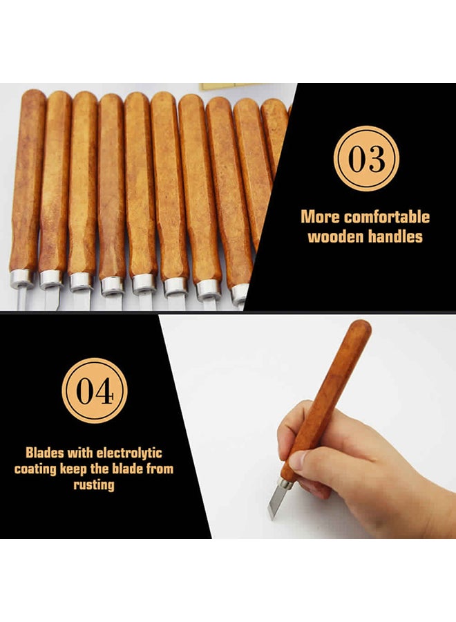 12-Piece DIY Woodcut Cutter Sculpture Carving Tool Set Brown 18.5x4x11.5cm - Image 3
