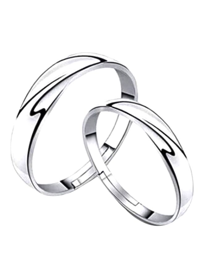 2-Piece Silver Plated Adjustable Couple Rings  - Image 1