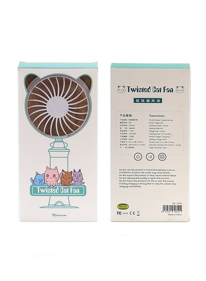 XIMI VOGUE Twisted Cat Portable Mini Hand Fan ML-509 Blue - Image 2