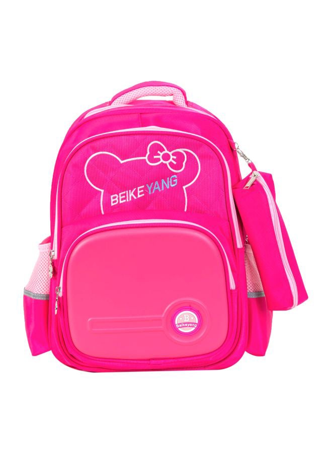 Kids Backpack With Pencil Pouch 17-Inch Deep Pink/White - Image 1