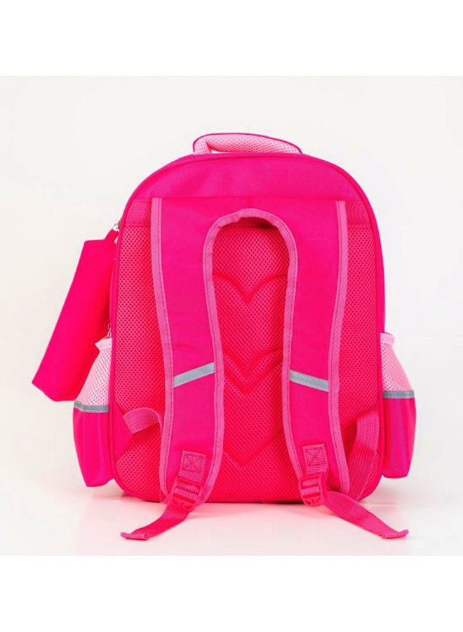 Kids Backpack With Pencil Pouch 17-Inch Deep Pink/White - Image 2