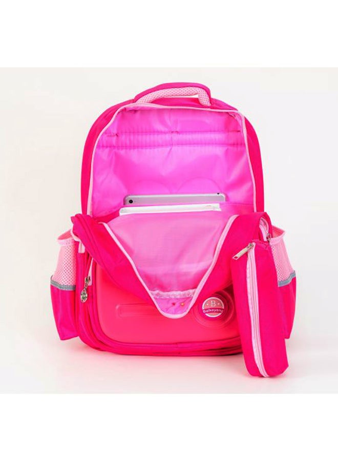 Kids Backpack With Pencil Pouch 17-Inch Deep Pink/White - Image 4