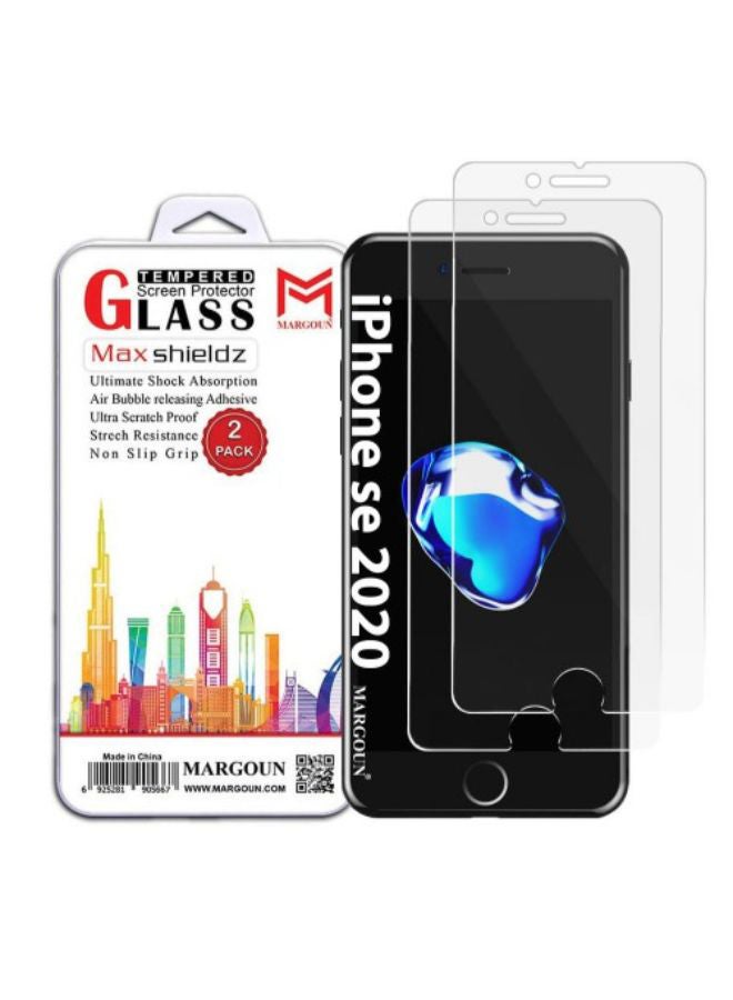 MARGOUN Pack Of 2 Tempered Glass Screen Protector For Apple iPhone SE (2020) Clear  - Image 1