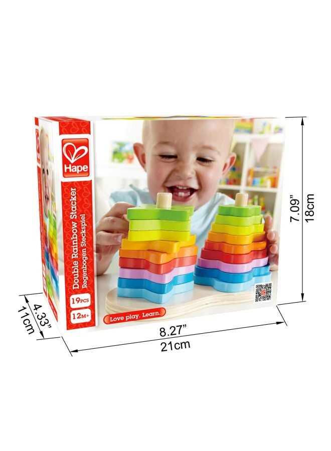 Hape - 19-Piece Double Rainbow Stacker Ring Set E0406 - Image 1