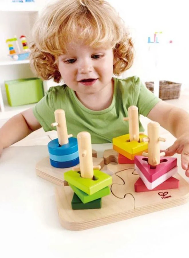 Hape 16- Piece Creative Pegged Puzzle Set E0411 19.7x11.6x19.7cm