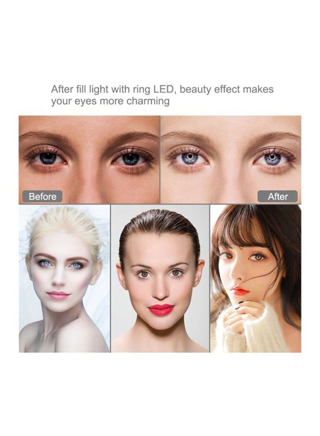 PULUZ - 10 Inch Selfie Ring Light With Tripod Stand 210cm Equipped With 3 Cell Phone Holders Black - Image 1