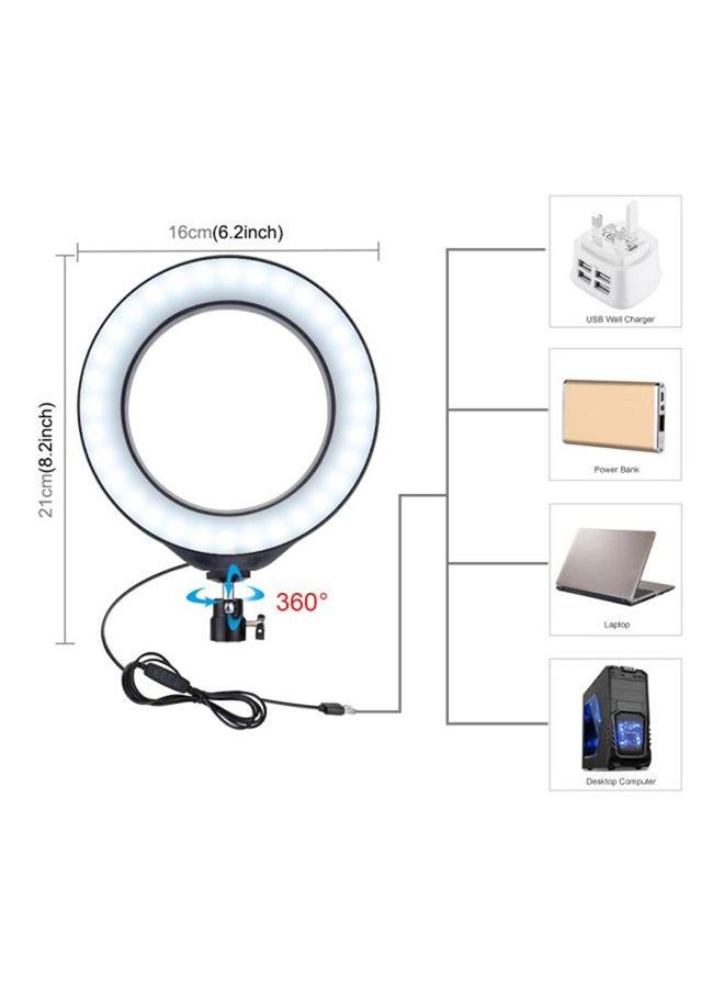 PULUZ - 10 Inch Selfie Ring Light With Tripod Stand 210cm Equipped With 3 Cell Phone Holders Black - Image 1