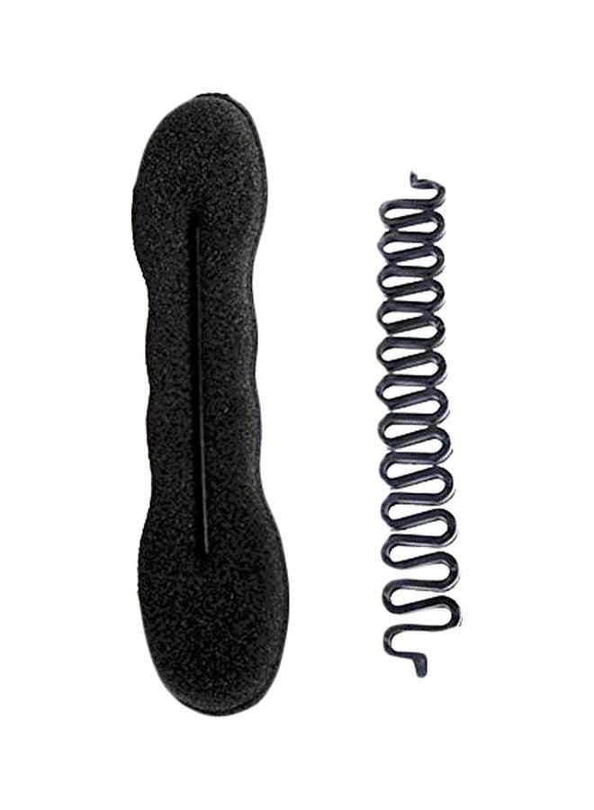 فوكس طقم أدوات صنع كعكة وعصير الشعر بتصميم فرنسي ملتف من قطعتين أسود - Image 1