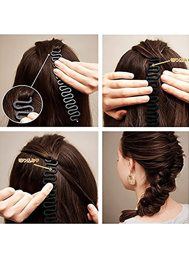 فوكس طقم أدوات صنع كعكة وعصير الشعر بتصميم فرنسي ملتف من قطعتين أسود - Image 2