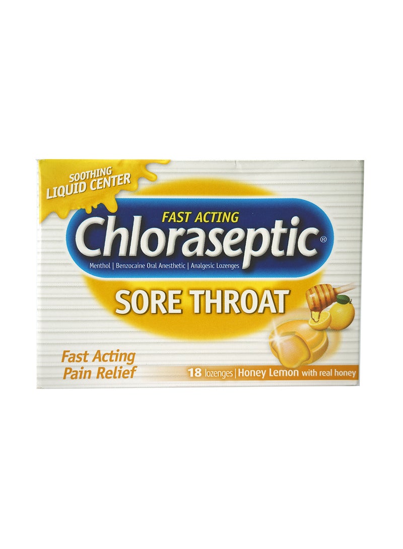 كلوراسبتيك أقراص لتخفيف آلام الحلق من 18 قطعة - بنكهة عسل الليمون مع العسل الحقيقي - Image 1